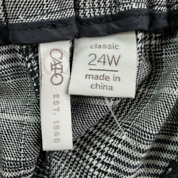 CC - Cato Pull-On Dress Pants Trousers Womens 24W Black White Plaid Stretch NWT - Picture 4 of 8